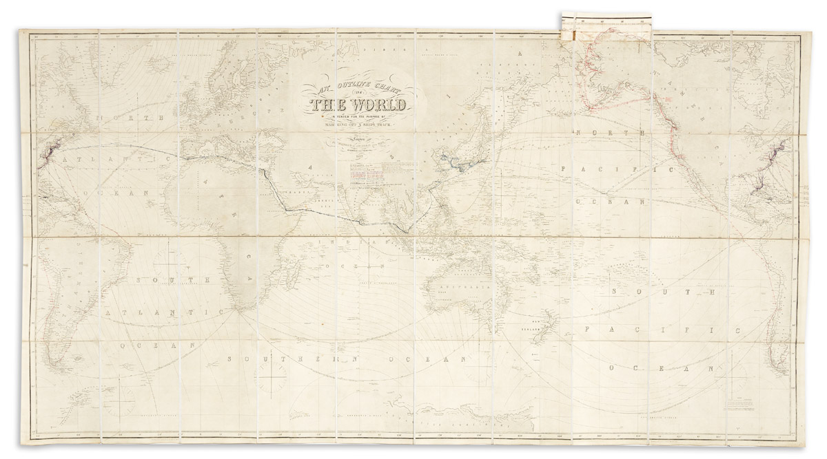 (MARINE NAVIGATION.) James Imray & Son. An Outline Chart of the World Intended for the Purpose of Marking Off a Ships Track.